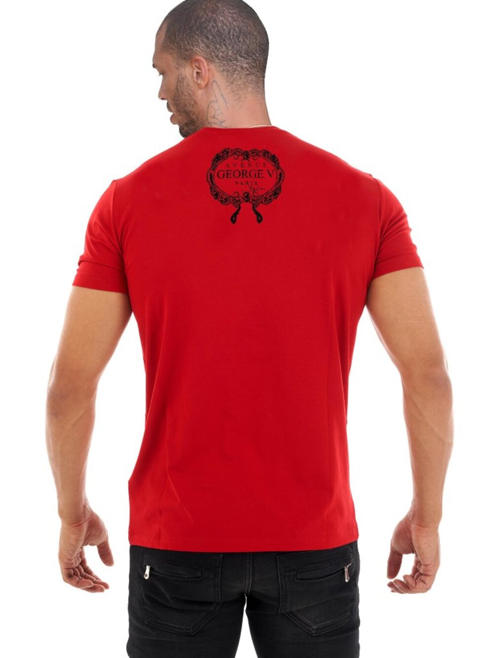 Avenue George V Paris T-Shirt rhinestone Men's Red Short Sleeve Shirt Small NWT - Picture 2 of 3
